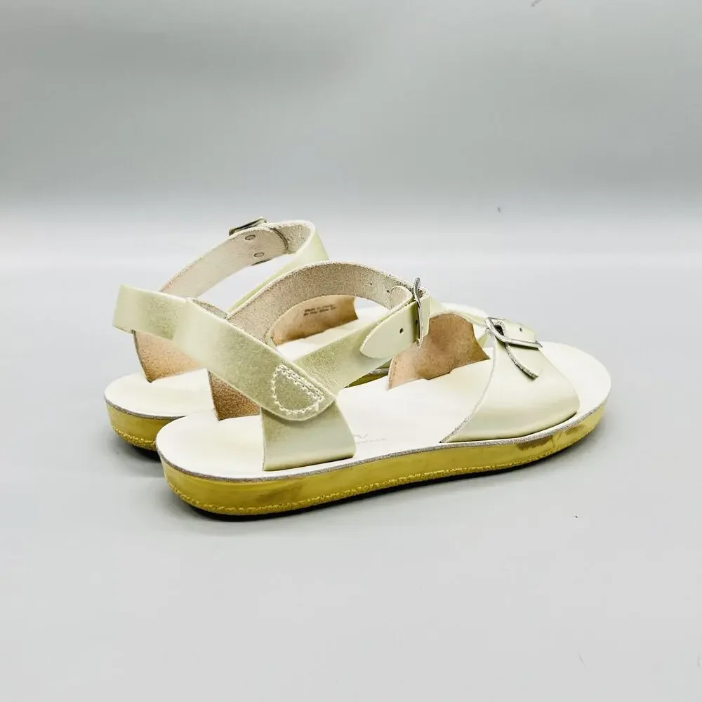 Sun San Sandals Girls 13 Gold Leather Surfer Buckle Strappy Summer Shoes Casual